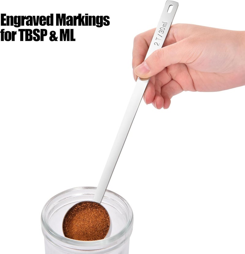 Doosu 18/8 Stainless Steel Coffee Scoop, Food-Grade Metal Measuring Spoon with 8.5in Long Handle, Tablespoon Scooper for Coffee Beans, Ground Coffee, Espresso, Protein Powders, Tea, Sugar (2 Tbsp) - Image 4
